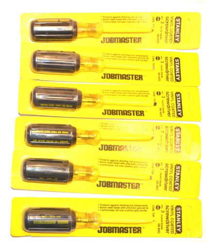 6 NOS Stanley USA JOBMASTER 3/16&#034;x3&#034; insulated Slot TIP SCREWDRIVER #66-693