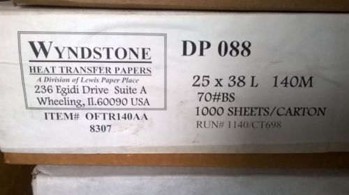 1000 sheets Wyndstone Heat Transfer Paper 140m 70#BS (25&#034; x 38&#034;) OFTR140AA 8307