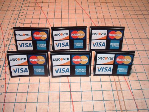 6 CREDIT CARD DECALS STICKER Visa MasterCard Discover counter table tops AMEX