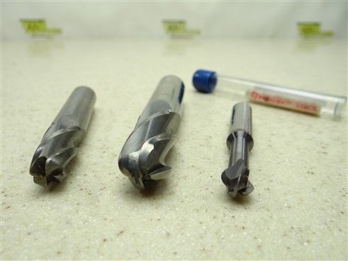 LOT OF 3 SOLID CARBIDE BALL NOSE END MILLS 3/8&#034; TO 39/64&#034; HARVEY USA