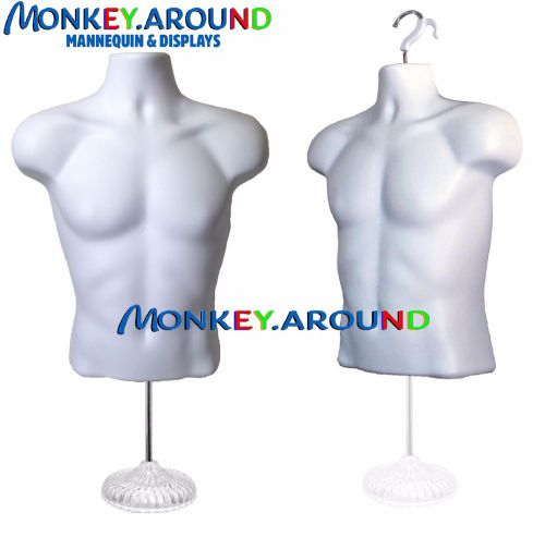 White torso dress body form mannequin male+1 hanger+1 stand display men clothing for sale
