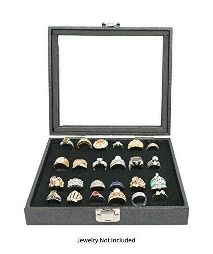 Black Glass Top 18 Pair Cufflinks Jewelry Showcase Storage Organizer Display