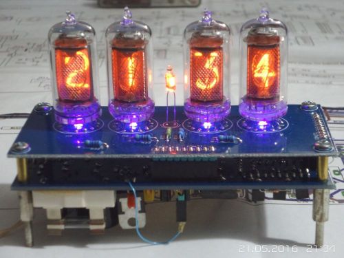 Nixie Electronic Clock Kit 1 with 4 pcs. of  XN11/F HIVAC Tube