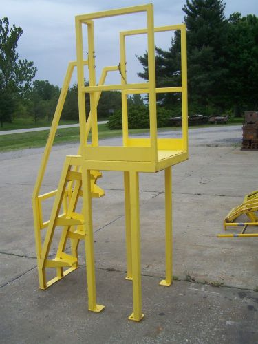 Industrial factory steps ladder w/ working paltform + guard rails for sale