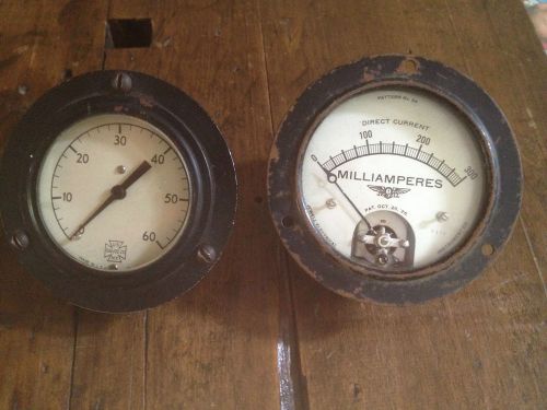 2 two vintage jewell electrical  gauge &amp; u.s. gauge co gauge meters steampunk for sale
