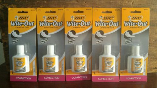 Bic Wite Out Quick Dry Correction Fluid w/ Foam Applicator 20 mL Set of 5