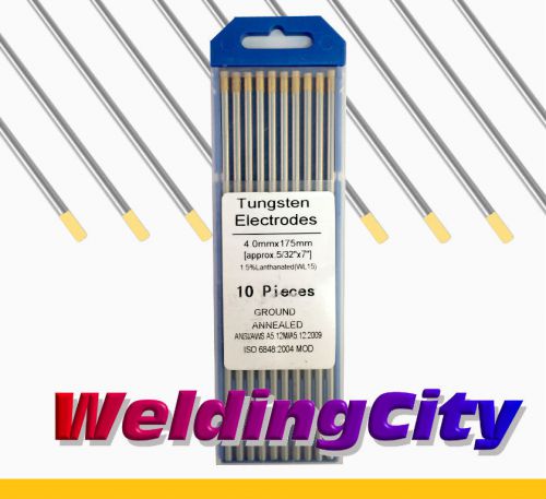 WeldingCity 1.5% Lanthanated WL15 Gold TIG Tungsten Electrodes 5/32&#034; x 7&#034; x10