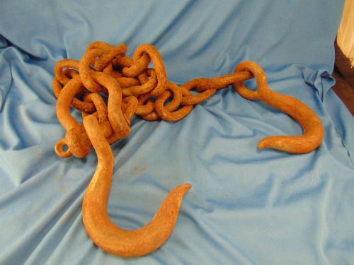 Heavy duty chain with hook at each end winch rigging towing logging utility use