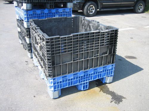 COLLAPSABLE &amp; STACKABLE PALLET BINS , 40 X 48&#034; X 3&#039; TALL SET OF 4 BINS HD , USED