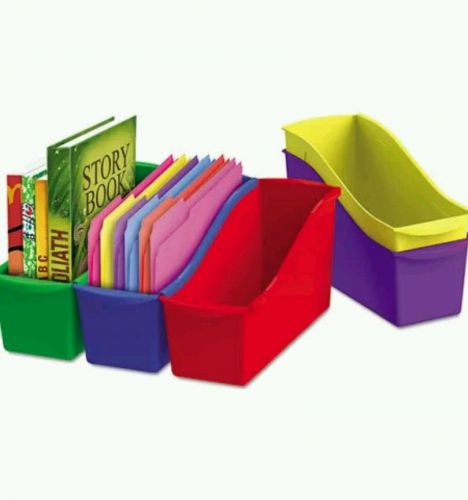 Storex Interlocking Book Bins, 4 3/4 x 12 5/8 x 7, 5 Color Set, Plastic