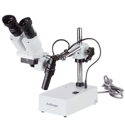 10x &amp; 20x widefield stereo microscope with boom arm stand and incident light for sale