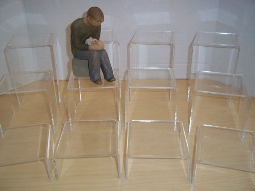 12 Piece Acrylic Display Risers Assorted Sizes  For Jewelry, Dolls, Collectibles