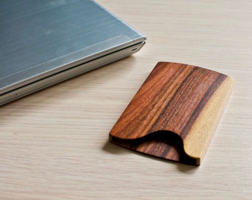 Wooden Business Card Holder. Santos Rosewood and beech