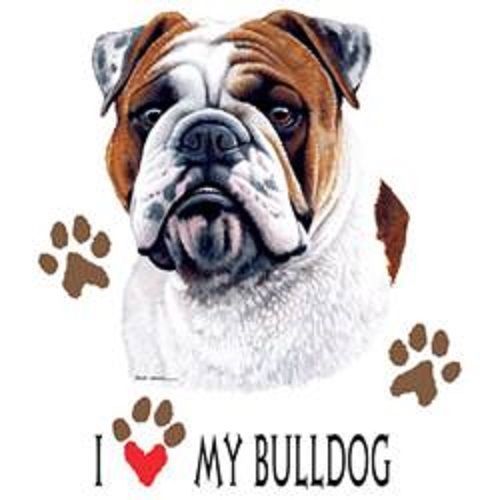 I Love My Bulldog HEAT PRESS TRANSFER for T Shirt Sweatshirt Tote Fabric 821j