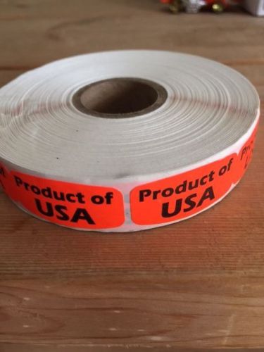 1.25&#034; x .625&#034; PRODUCT OF USA MERCHANDISE LABELS 1000 PER ROLL FL RED STICKER