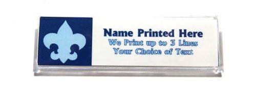 Fleur de lis lt blue custom name tag badge id pin magnet for bear cub scouts for sale