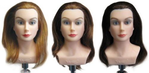 New Celebrity Manikin Cosmetology Head 100% Human Hair Brown Free Shipping 3 Set