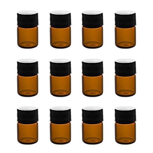 Super Z Outlet 1ml (1/4 dram) Mini Amber Glass Vial Bottles with Orifice Reducer