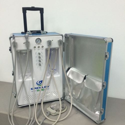 Greeloy dental portable unit w/ suction+air compressor+3way syringe+hp tube 2/4h for sale