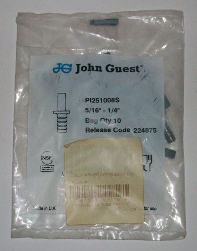 Cole Parmer John Guest Acetal Barbed Tube Fitting EW-06378-04 10-Pack NIB