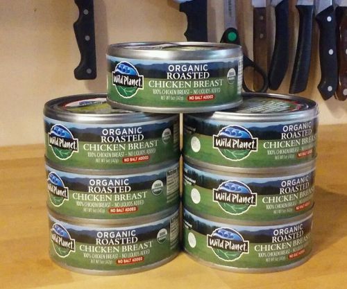 Wild planet organic roasted chicken breast lot of 7 cans