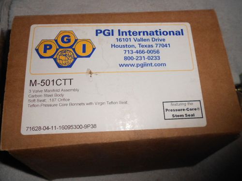 PGI  International 3 Valve Manifold Assembly  M-501CTT Carbon steel .187 Orifice