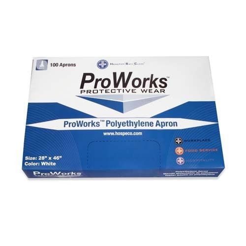 Hospeco DA-AP2846 ProWorks Disposable Apron, 2 Mil Polyethylene, 28&#034; Length x