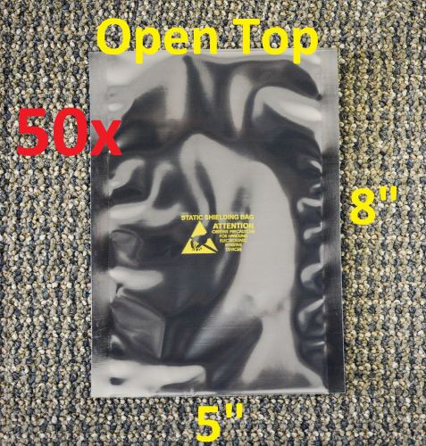 50 ESD Anti-Static Shielding Bags, 5&#034;x8&#034;in (Inner Diameter),Open-Top, 3.1mil