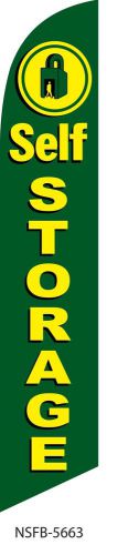 Self Storage Windless Swooper Flag 15ft Full Sleeve Green Banner made in the USA