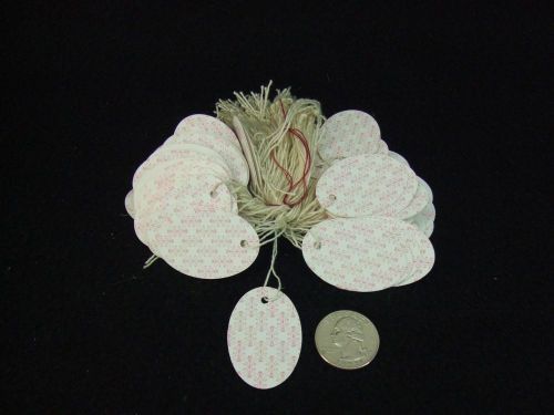 500 Small Oval Pink Romantic Theme String Tags Price Tags Gift Tags 1&#034; x 1 5/8&#034;