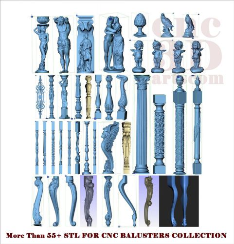 More than 55+ 3d STL Models - Collection for CNC relief artcam vectric aspire