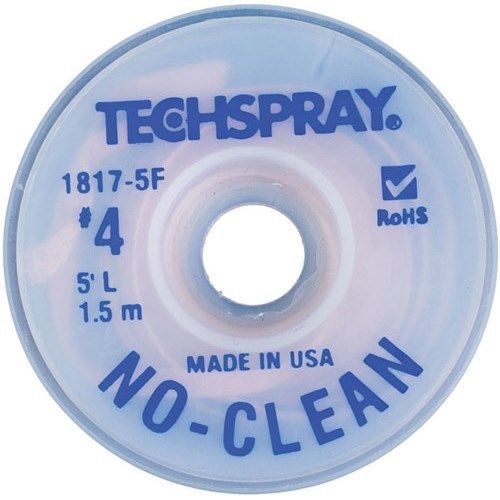 Techspray - no clean desoldering braid, size 4 .100&#034;x5&#039; blue for sale