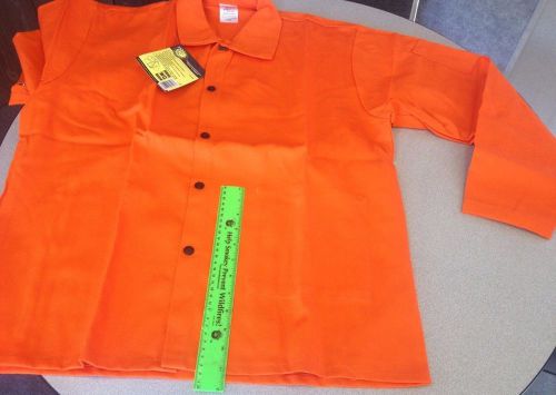 BlackStallion FR Cotton Orange Welding Jacket Coat Shirt 30&#034; 9 oz Sz LARGE L NEW