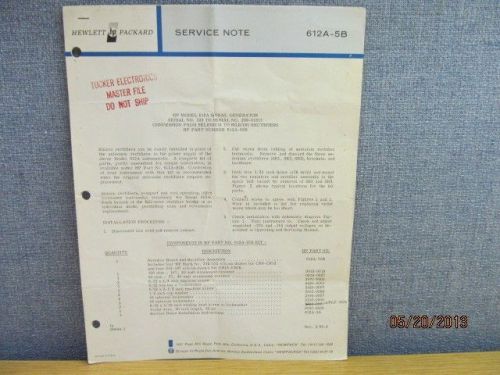 Agilent/hp 612a-5b signal generator s# 329 to 299-018 service note rev. 3/6-54 for sale