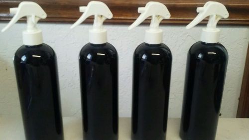 Lot (4) black 16 oz plastic cosmo round misting bottles