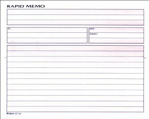 Adams Rapid Memo Book, 8.25 x 8.5 Inch, 2-Part, Carbonless, 50 Sets, 1 Memo per