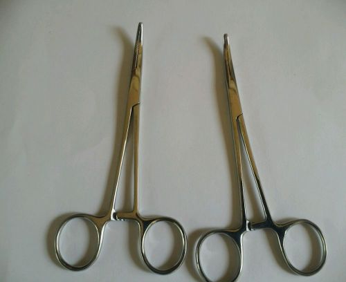 New 2pc  5.5&#034;  Curved Hemostat Forceps Locking Clamps - Stainless Steel