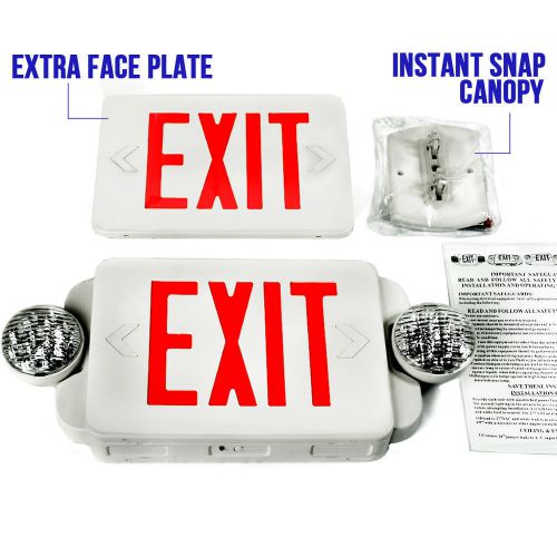 Led exit sign &amp; emergency red compact combo for sale