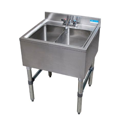 Stainless Steel Underbar Sinks 96&#034; 4 Bowls, (2) Drainboards BBKUBS-496TS