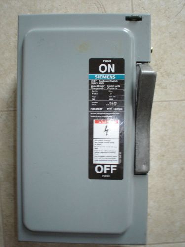 Siemens i-t-e heavy duty enclosed switch f352 60a 600vac 3p type 1 encl for sale