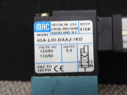 Mac 45A-L00-DDAJ-1KD MODIF 416K  Pneumatic Solenoid Valve 110/120 VAC