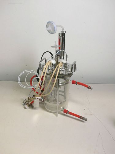 Sartorius 1.5L Glass Jacketed Bioreactor w/ Agitator, Port Connections &amp; Filters