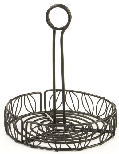 Round Wire Condiment Caddy w/ Sign Clip - Black 19687