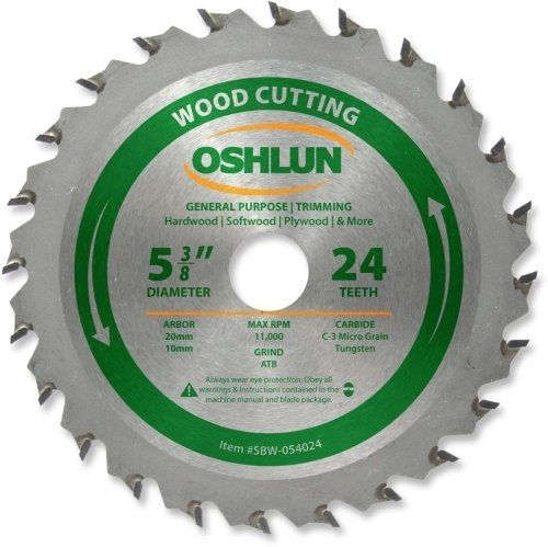 Oshlun SBW-054024 5-3/8-Inch 24 Tooth ATB General Purpose and Trimming Saw Blade