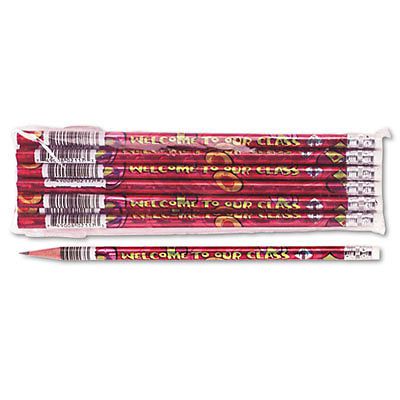 Decorated Wood Pencil, Welcome To Our Class, HB #2, Red Brl, Dozen, 1 Dozen