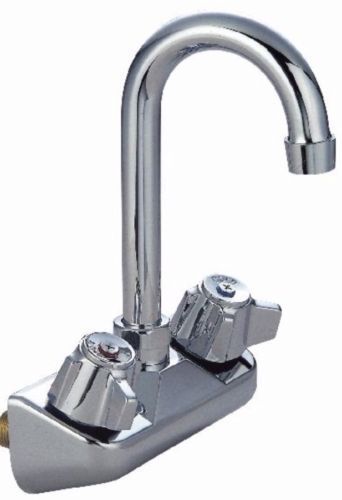 Commercial Stainless Steel Gooseneck Faucet 4&#034; Center Wall-Mount