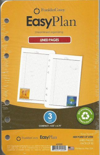 Franklin Covey EasyPlan Lined Pages Refill Her Point of View Size 3 Compact