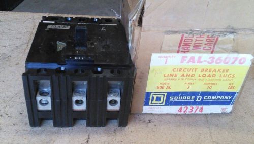 Square d #fal36000m 600 volt 70 amp 3 pole circuit breaker for sale