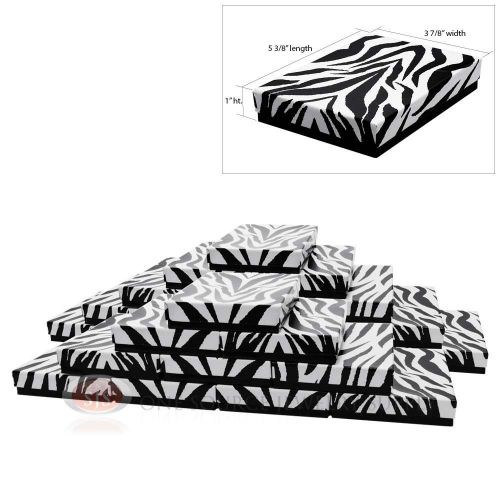 25 Zebra Print Cotton Filled Jewelry Gift Boxes 5 3/8&#034; x 3 7/8&#034; x 1&#034;H
