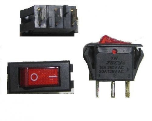 2pc Rocker Switch 3-Pin 250V16A 125V20A ON-OFF (High Current Red Light, SPST,3P)